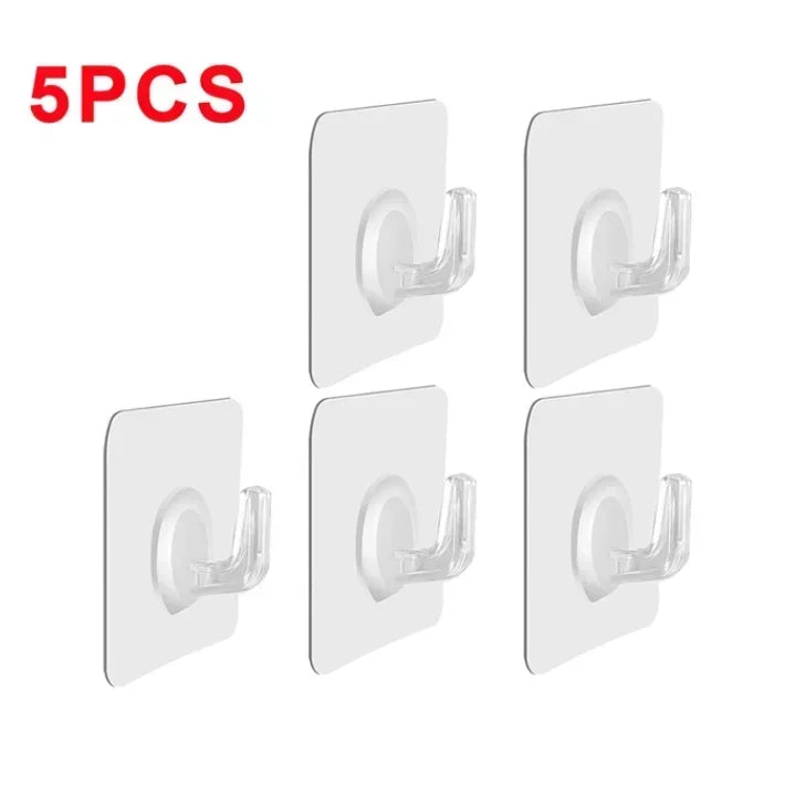 Self-Adhesive Wall Hooks – Transparent Heavy Duty Rack for Kitchen and Bathroom