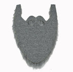 Gray faux fur costume beard mask with mustache detail on white background