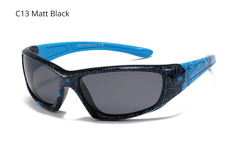Polarized Spider Web Kids Sunglasses – UV400 Outdoor Sport Shades for 3-9y