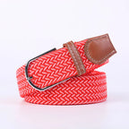 Woven Elastic Canvas Belt – Stretch Braided Buckle Strap for Casual Jeans