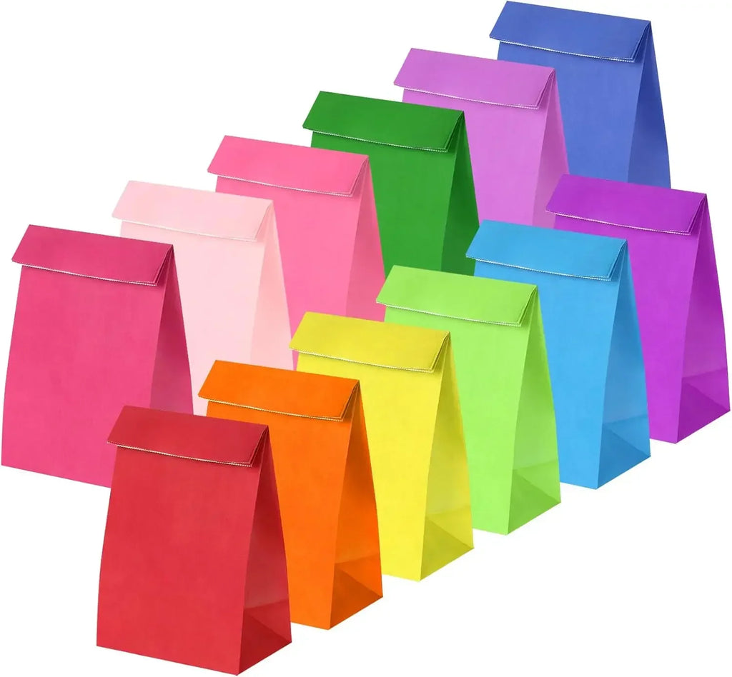 Paper Gift Bags – Small Colored Treat Sacks for Birthday Party Favors
