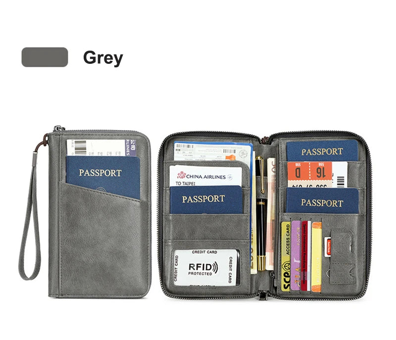 RFID Leather Passport Wallet – Anti-Theft Card Holder for Travel