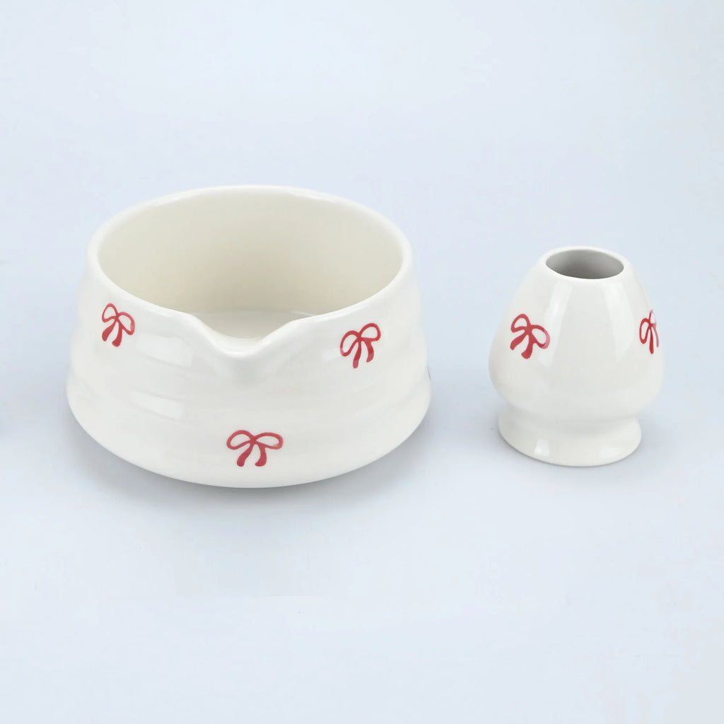 Matcha Whisk Set – Ceramic Bow Tea Bowl for Traditional Japanese Tea Ceremony