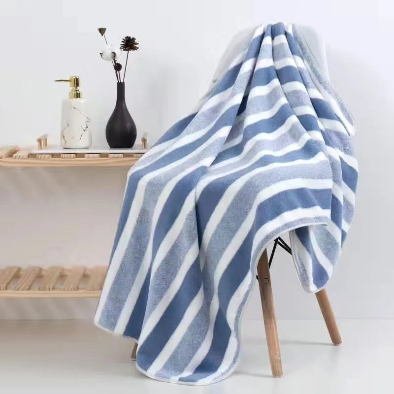Striped Cotton Towel Set – Absorbent Quick-Dry Fabric for Bathroom Decor