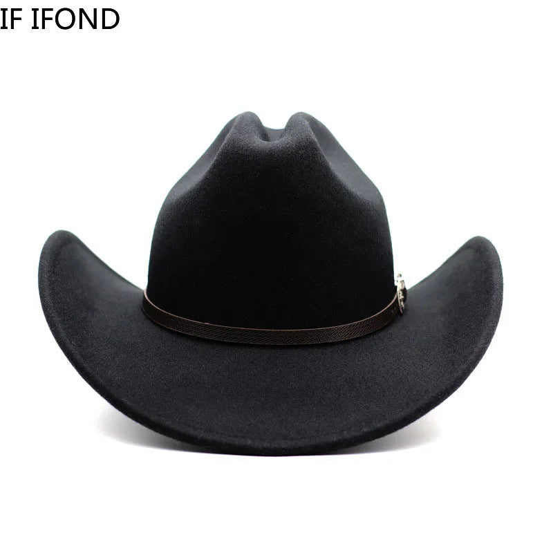 Vintage Wide Brim Cowboy Hat – Leather Western Style for Men and Women