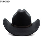 Vintage Wide Brim Cowboy Hat – Leather Western Style for Men and Women