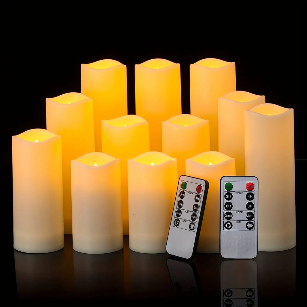 Waterproof LED Pillar Candles – Remote Control Timed Lights for Home Decor