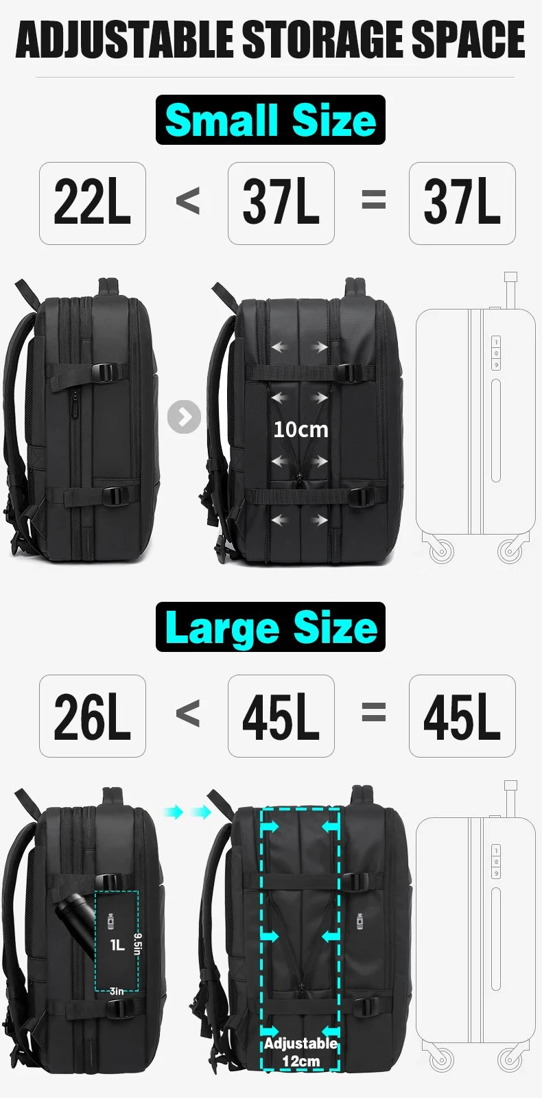 Expandable 17.3-inch Laptop Backpack – Waterproof Travel Bag for Men