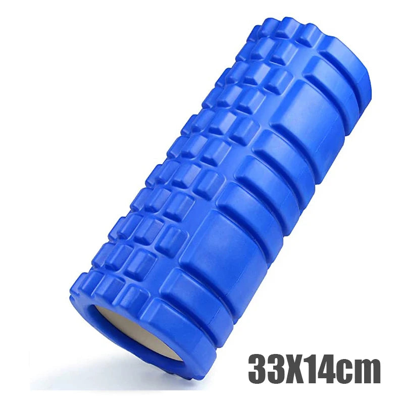 33cm Foam Yoga Massage Roller – Textured Grid Muscle Recovery for Gym Training