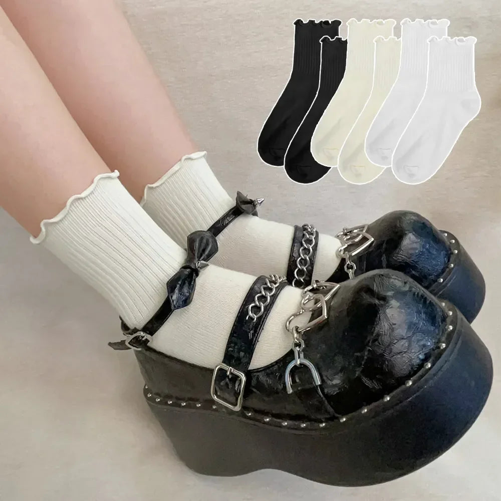 Ruffled Cotton Ankle Socks – Kawaii Lolita Accessories for Women