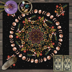 Moonlight Flower Tarot Tablecloth – Velvet Altar Mat for Witchcraft Rituals
