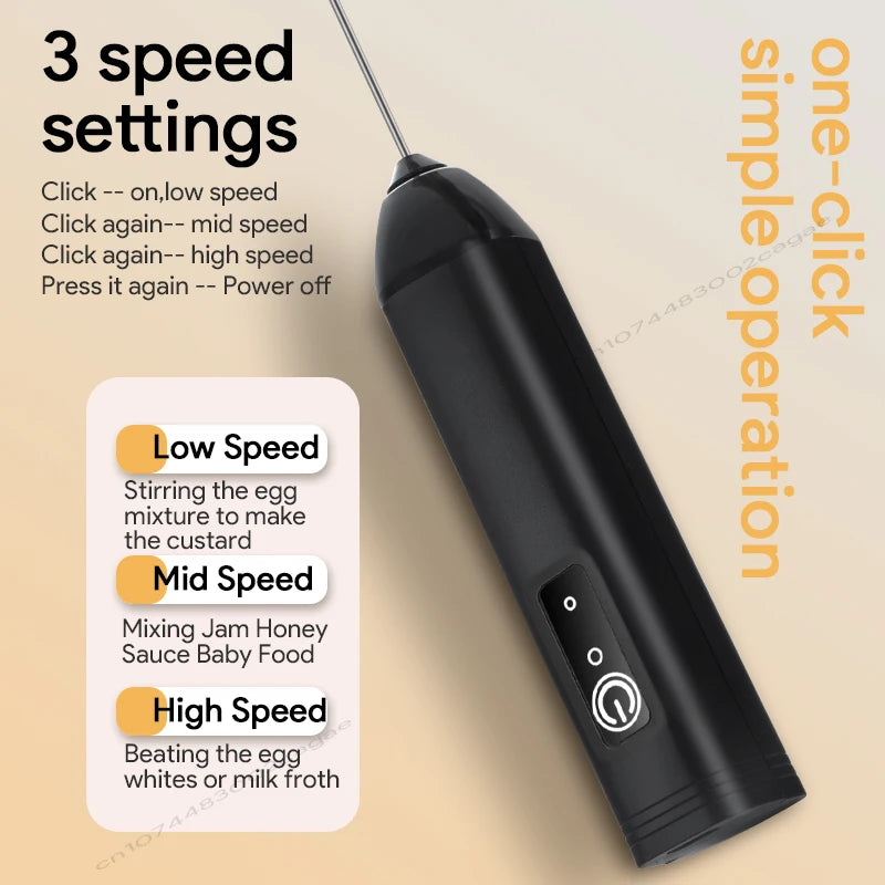 Electric Milk Frother – Wireless Handheld Foam Maker for Coffee and Baking