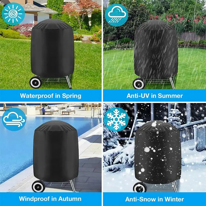 Heavy Duty Waterproof BBQ Cover – Protective Round Grill Shield for Outdoor