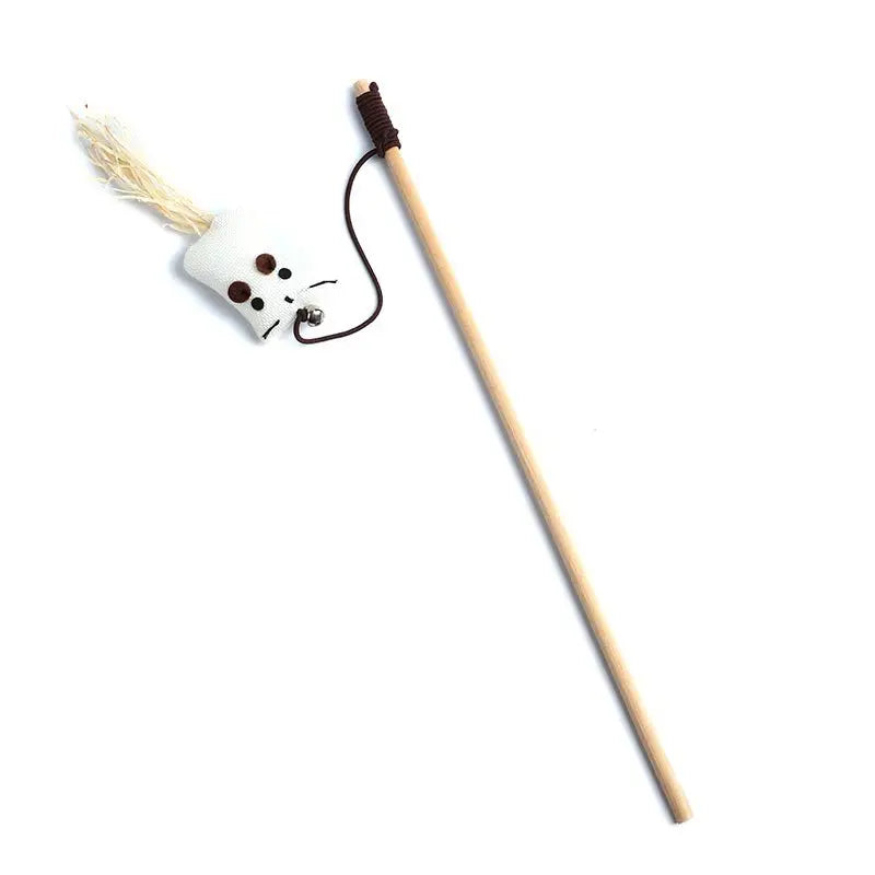 Colorful Feather Wand Toy – Interactive Wooden Rod for Cat Exercise
