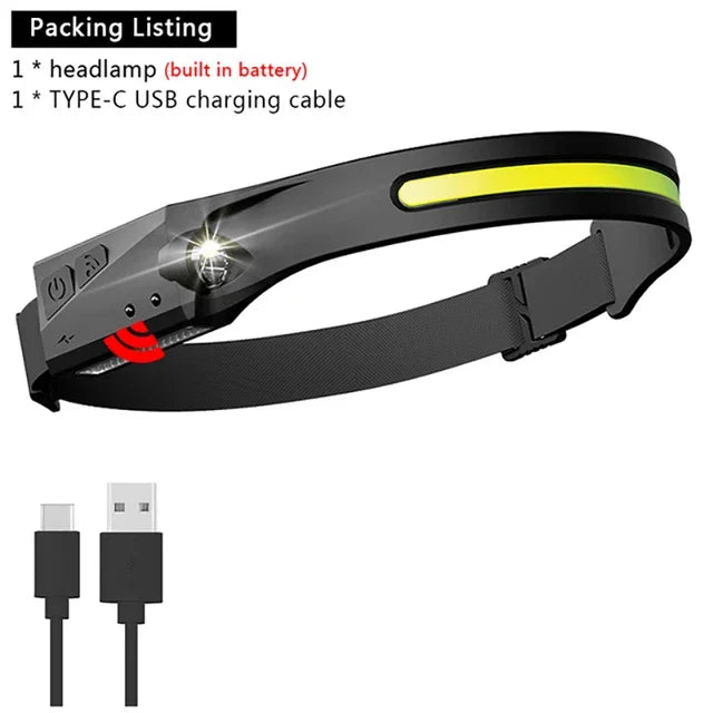 Rechargeable LED Sensor Headlamp – Motion Activated Light for Camping