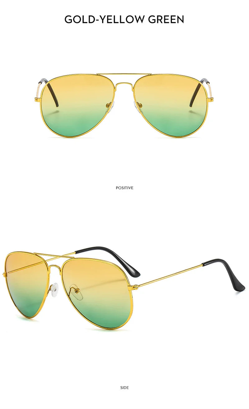 Double Bridge Aviator Sunglasses – Alloy Frame Gradient Lenses for Unisex Fashion