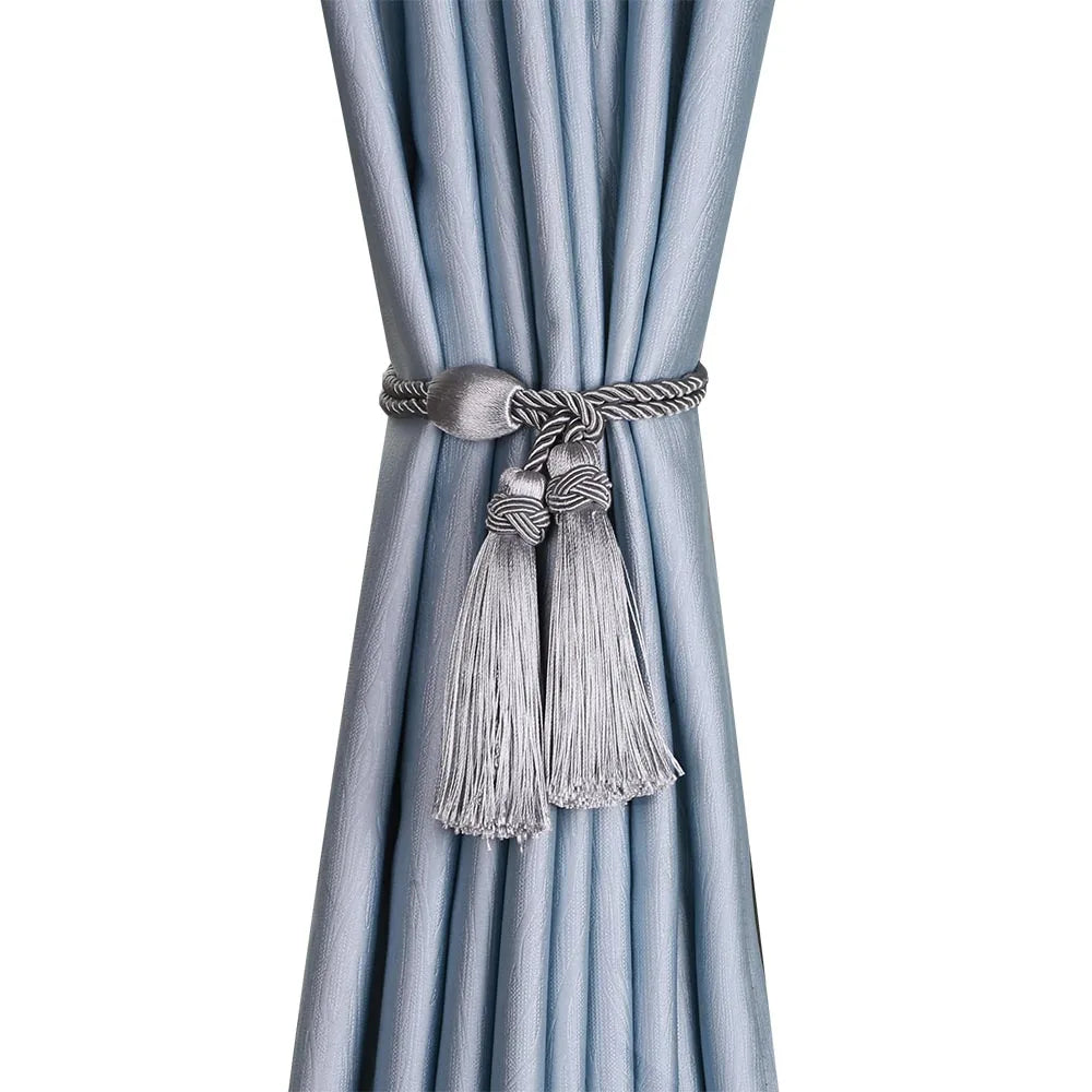Gold Tassel Curtain Tiebacks – Braided Polyester Rope for Home Decoration