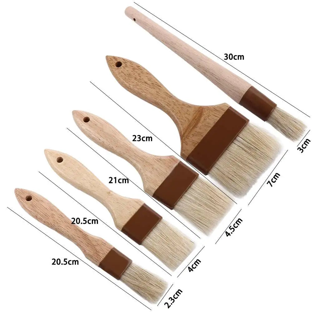 Wooden Bristle Pastry Brush – Flat Oil Basting Tool for Baking and Barbecue