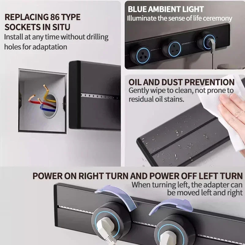 Movable Track Power Socket – 8000W Rail System for Home Office Appliances