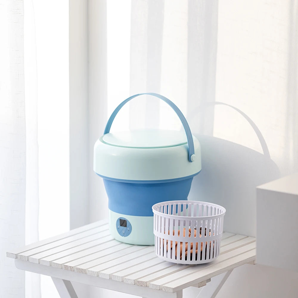 Portable Folding Washing Machine – Ultrasonic Mini Washer for Travel and Home