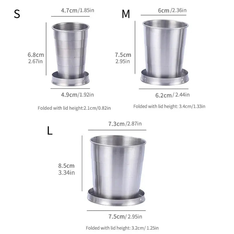 Stainless Steel Telescopic Cup – Portable Folding Drinkware for Camping