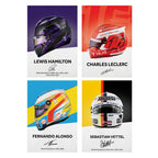 Formula 1 Helmet Canvas Art – Racing Poster Print for Sports Wall Decor