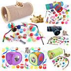 Interactive Cat Play Tunnel – Foldable Mouse and Fish Toy Set for Pets