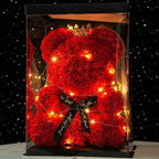 Artificial Rose Teddy Bear – 25cm Flower Gift for Valentines Anniversary