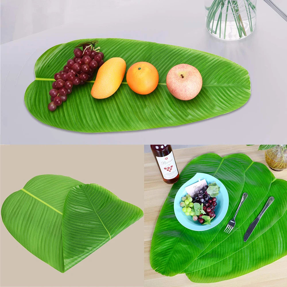 Artificial Banana Palm Leaves – Waterproof Tropical Table Decor for Luau Party