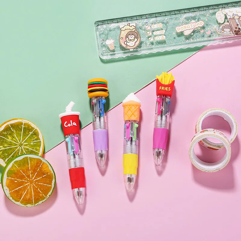 Cartoon Food Multi-Color Ballpoint Pens – Cute Stationery for School Office