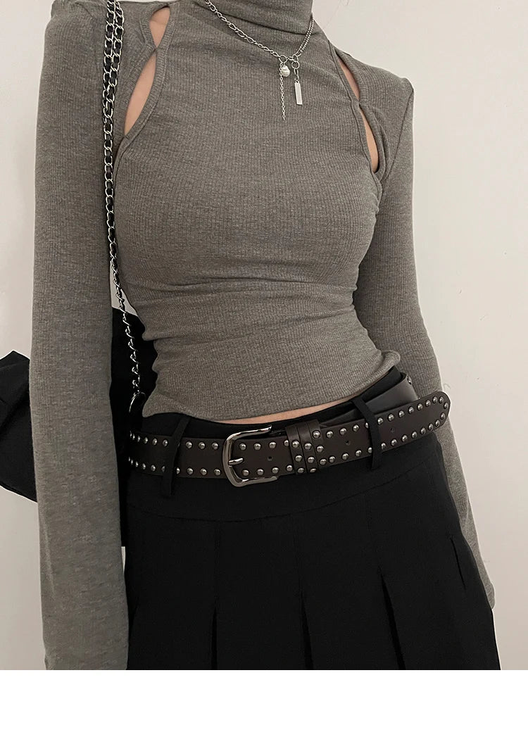 Rivet Studded Leather Belt – Fashion Waist Accessory for Women