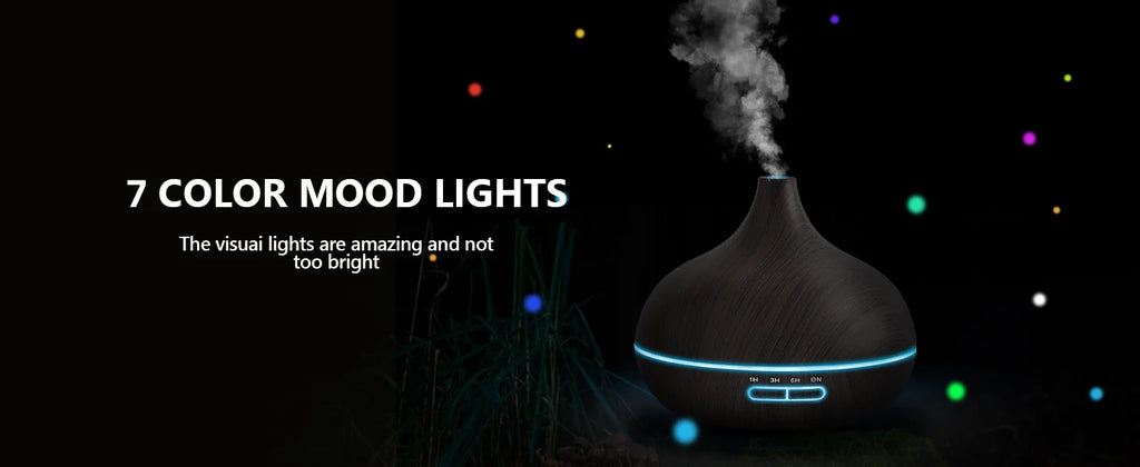 Wood Grain Aroma Diffuser – 550ml USB Humidifier for Home Relaxation