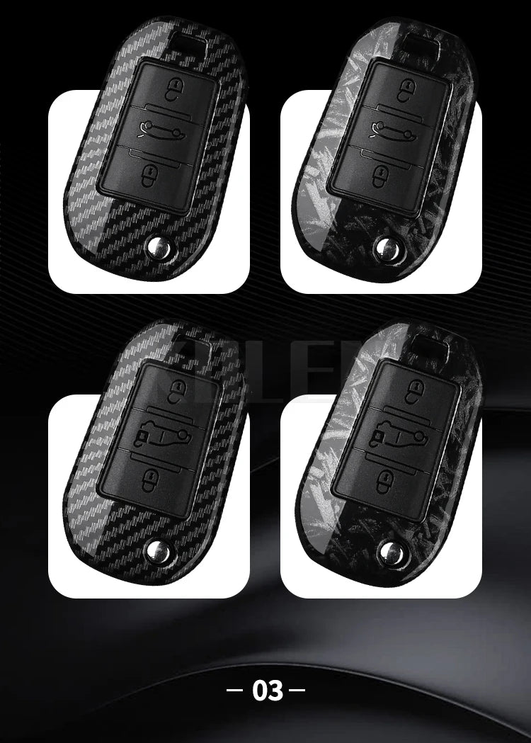Carbon Fiber Car Key Case – Protective Fob Cover for Peugeot and Citroen