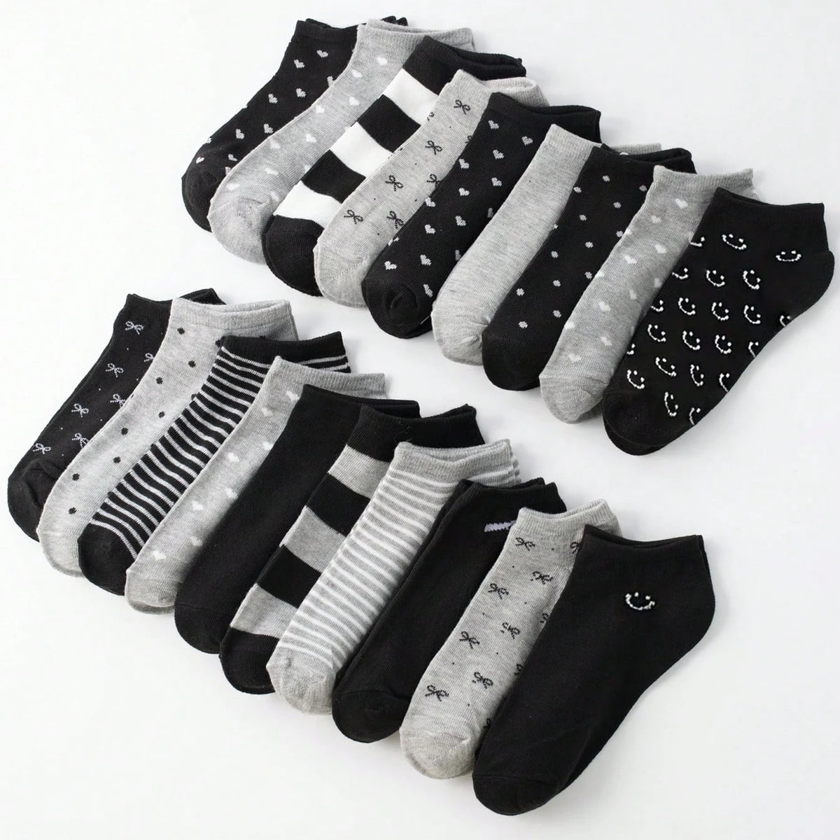 Matching Family Short Socks – Heart and Stripe Patterns for Daily Wear