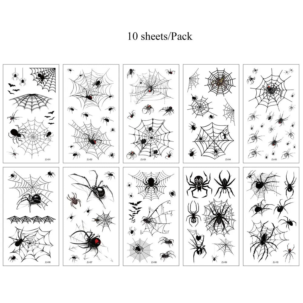 Spider Web Temporary Tattoo Stickers – Waterproof Halloween Face Body Art