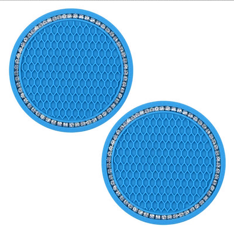 Bling Rhinestone Car Coasters – Anti-Slip Cup Holder Mats for Auto Interior