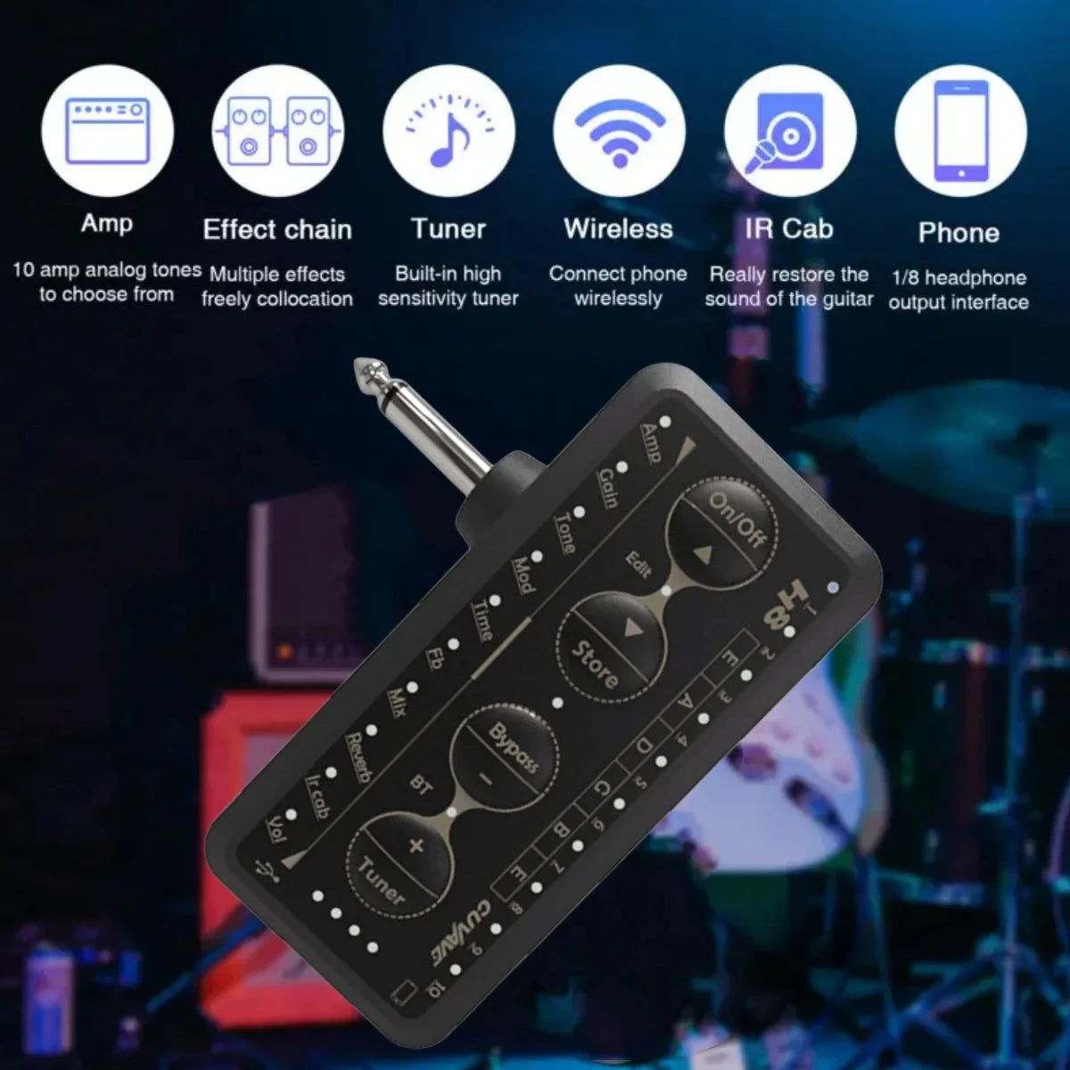 Wireless Guitar Amplifier – Rechargeable Mini FX for Electric Bass Acoustic