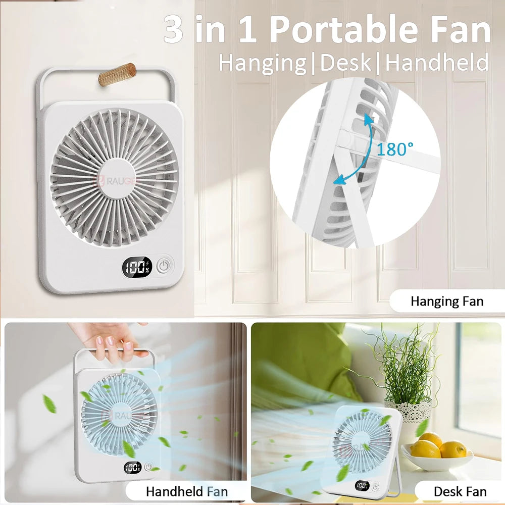 Portable Foldable Desk Fan – 5-Speed USB Rechargeable Fan for Office Home