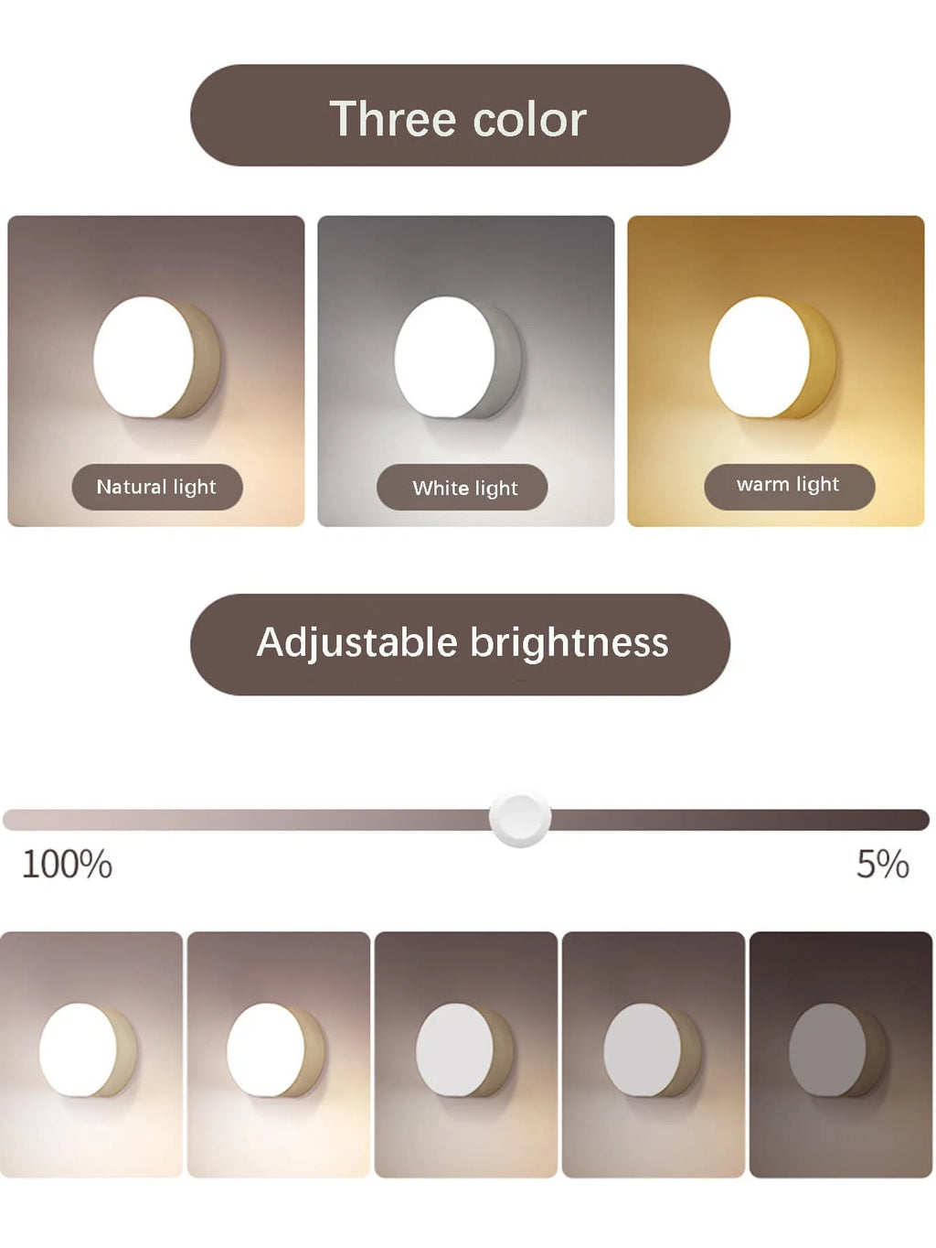 3 Color LED Night Light – Battery Powered Mini Lamp for Bedroom and Wardrobe