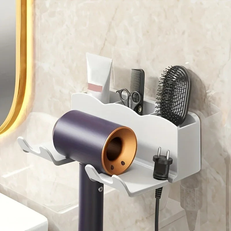 Wall Mounted Hair Dryer Holder – Adhesive Bathroom Storage Bracket