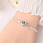 925 Sterling Silver Charm Bracelet – Adjustable Green Zircon for Birthday Gifts