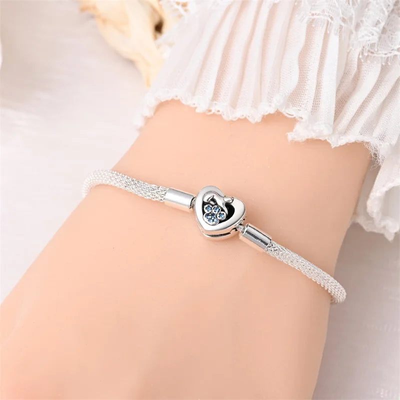 925 Sterling Silver Charm Bracelet – Adjustable Green Zircon for Birthday Gifts