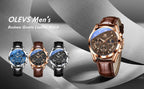 OLEVS Quartz Men's Watch – Luxury Waterproof Leather Wristwatch for Business