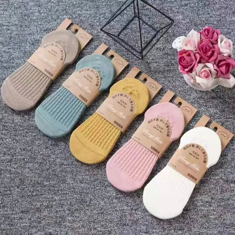 Silicone Invisible Boat Socks – Soft Cotton Women's Ankle Liners for Summer