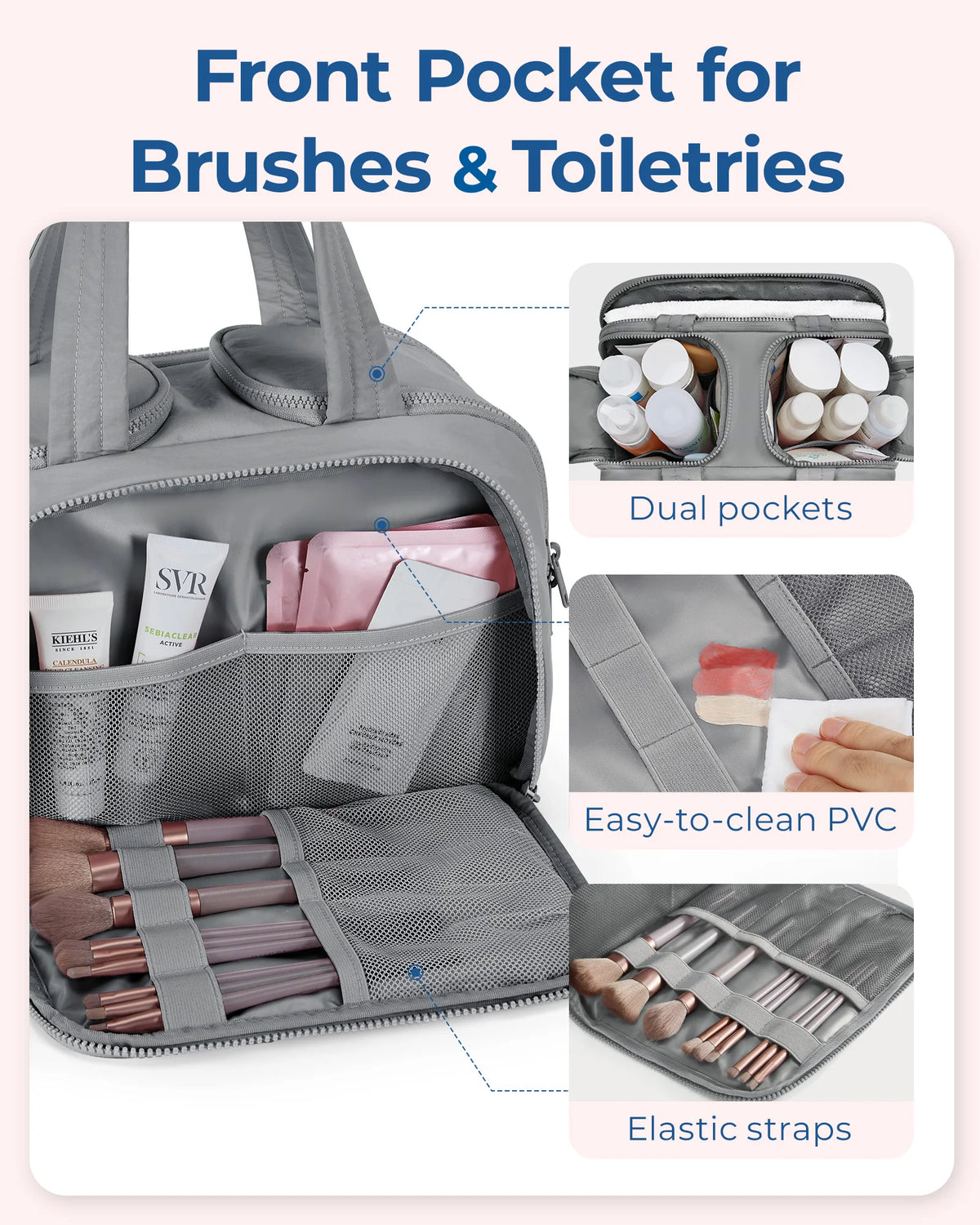 Large Capacity Cosmetic Bag – Wide-Open Makeup Organizer for Travel