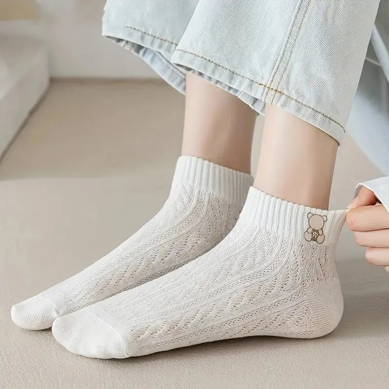 Cartoon Printed Knit Short Socks – Breathable Cotton for Casual Daily Wear