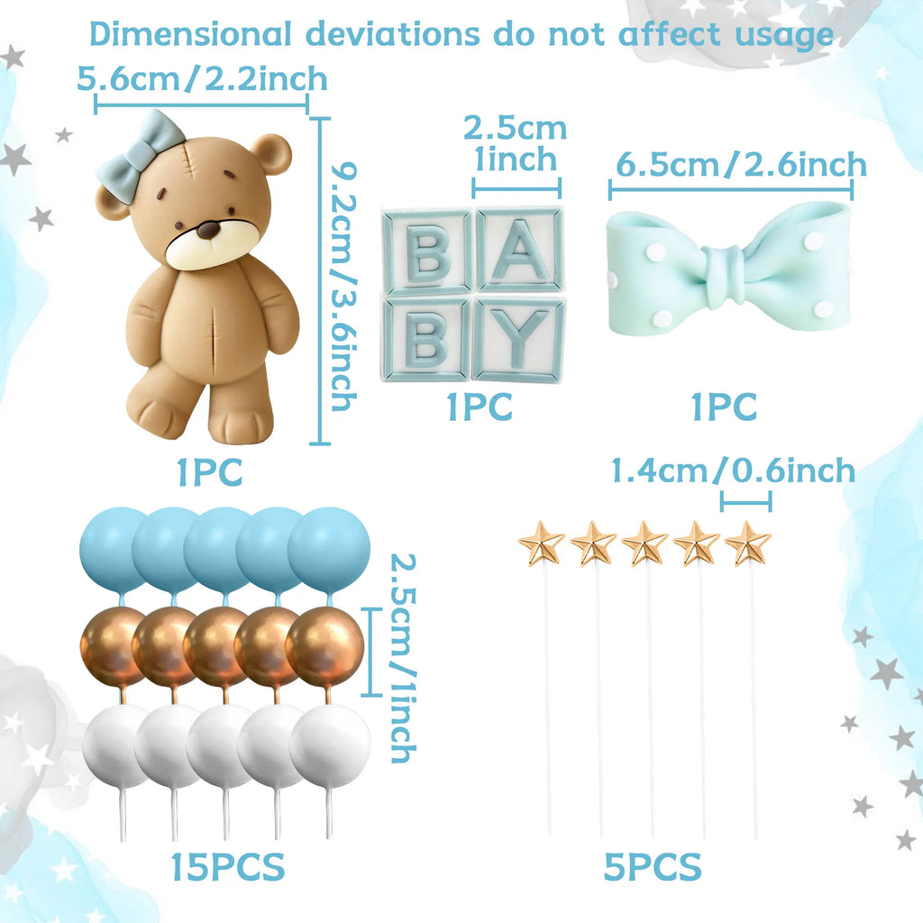 Pink Bear Cake Topper – Cute Animal Figurine for Baby Shower Birthday Parties