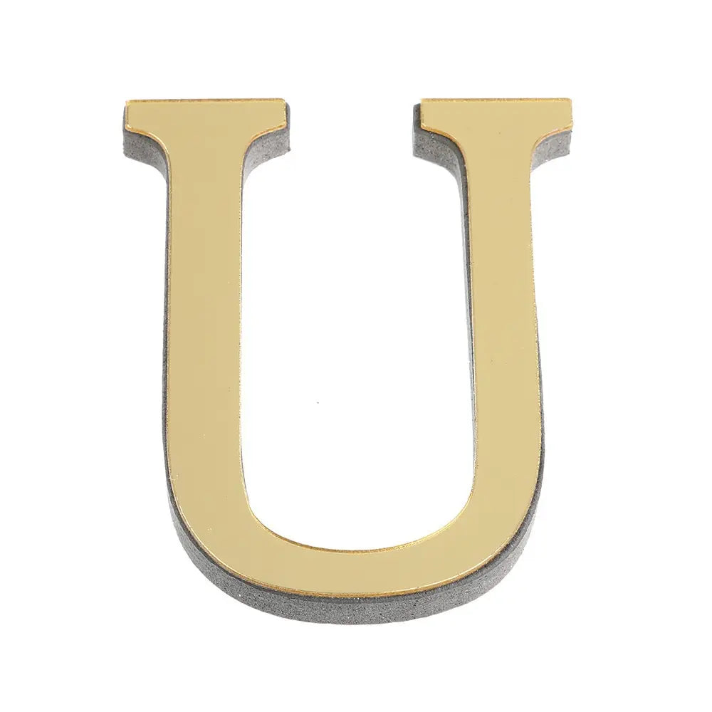 3D Gold Acrylic Letter Wall Stickers – Self-Adhesive Alphabet Home Decor