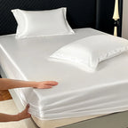 Satin Elastic Fitted Sheet – Soft Solid Mattress Cover for All Bed Sizes