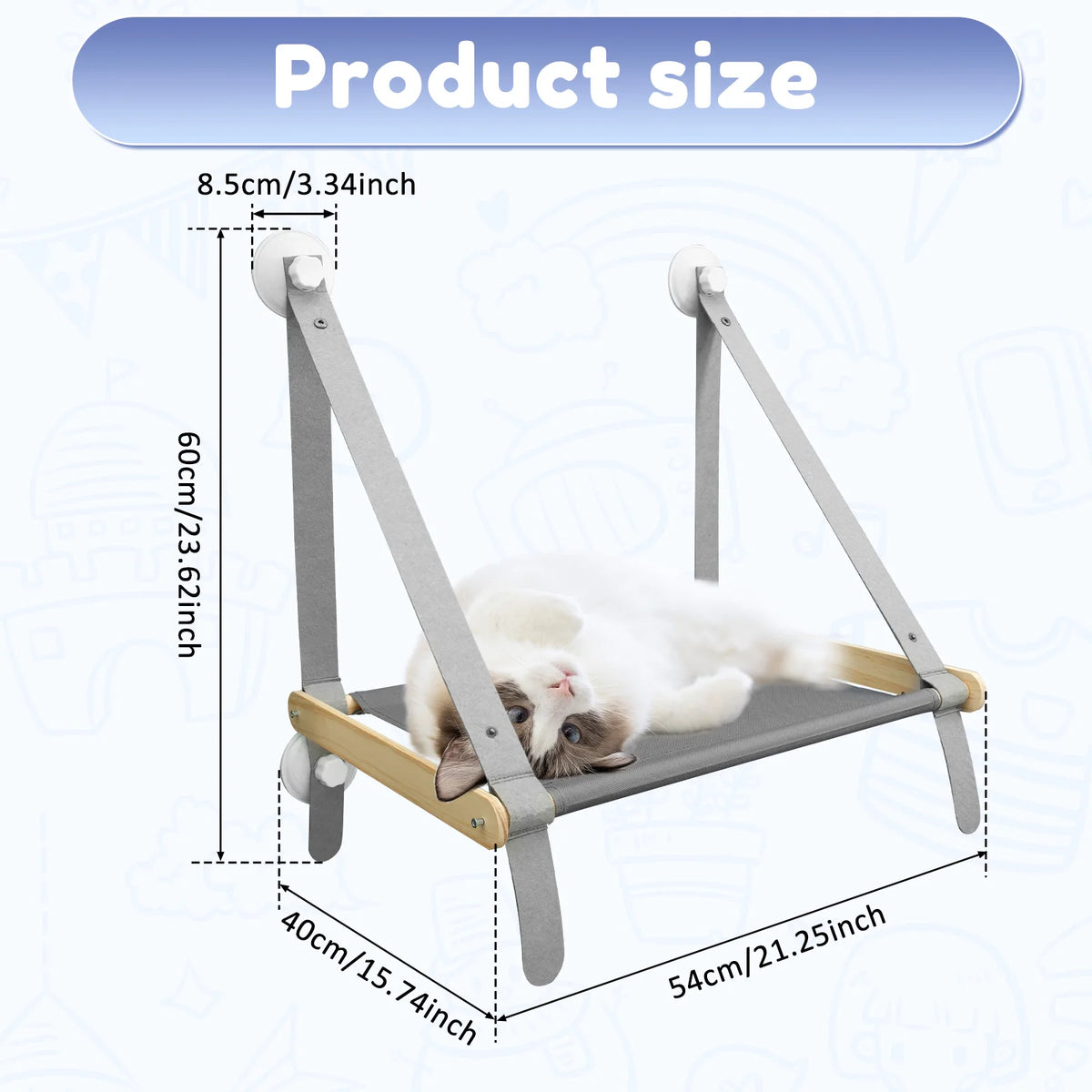 Foldable Cat Window Hammock – Suction Cup Aerial Perch for Indoor Cats
